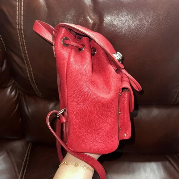 🔥🔥🔥Coach Mini Turnlock Rucksack Red Leather Backpack Backpacks